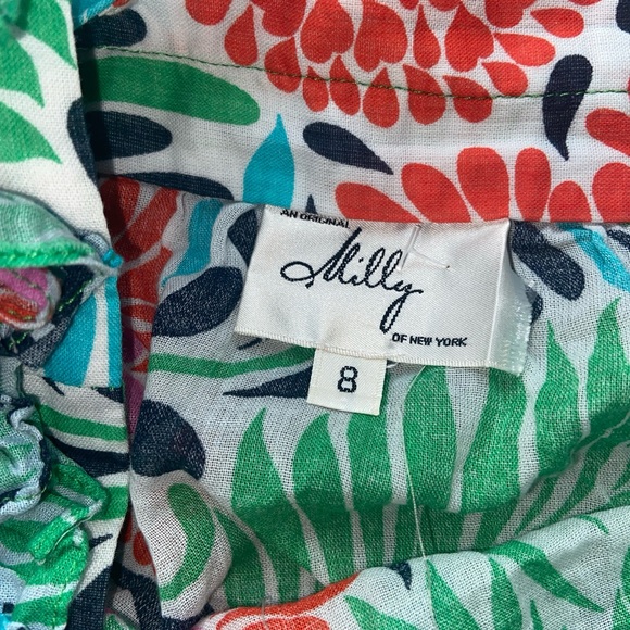 Milly of New York Floral Top Womens 8 100% Cotton - Picture 5 of 9